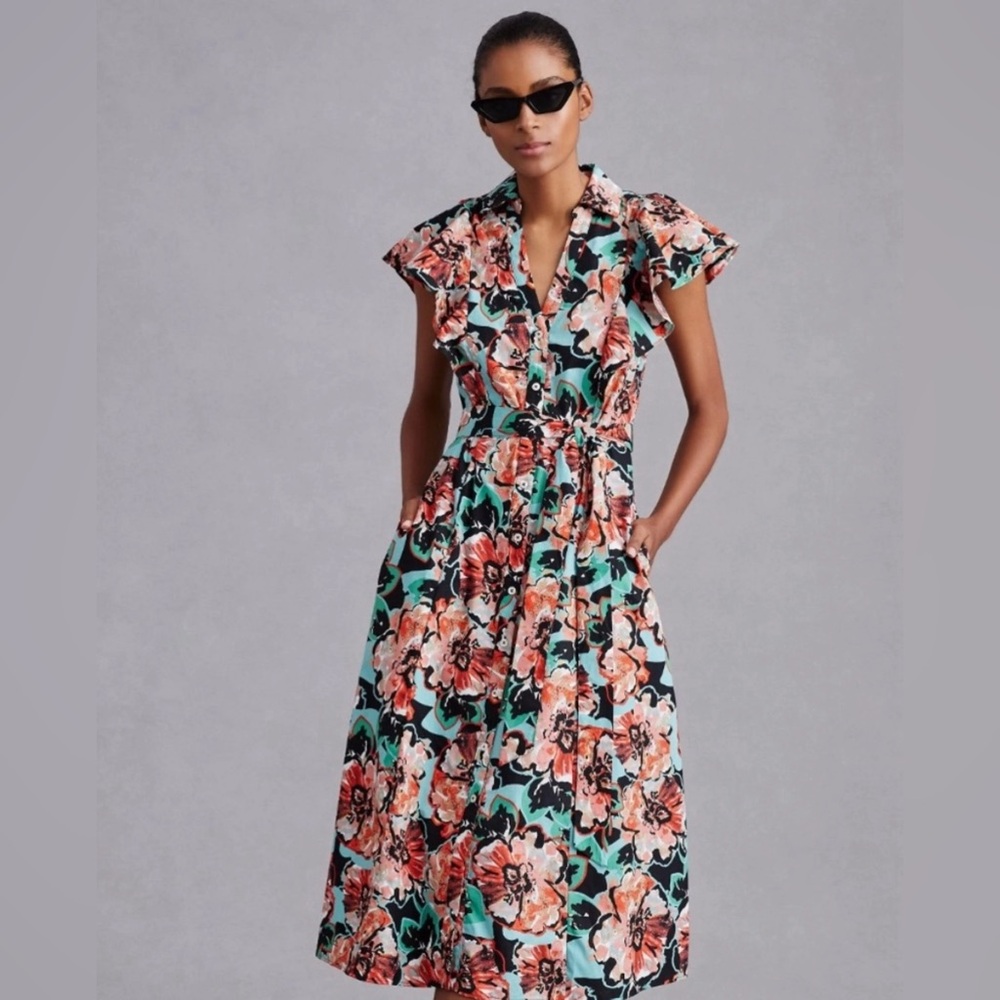 Anthropologie Maeve Floral Print Dress with Belt